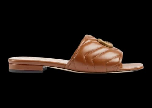 Gucci Double G Slide Sandal Brown Leather