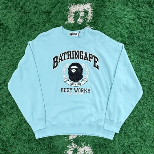 BAPE A Bathing Ape Busy Works Crewneck Sweatshirt Light Blue