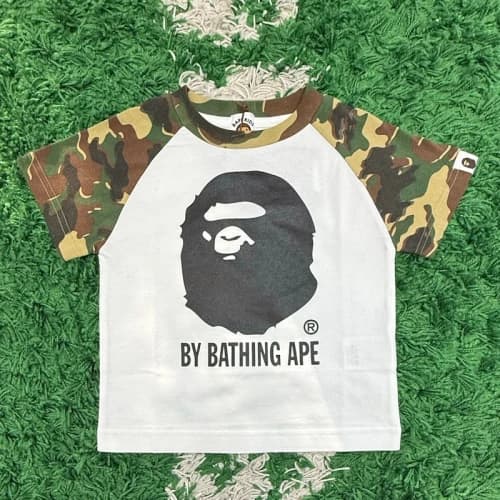 BAPE A Bathing Ape Kids Camo Raglan T-Shirt White/Multi