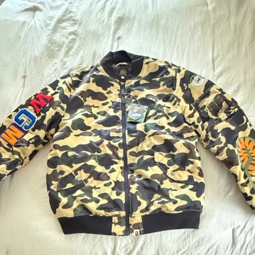 BAPE A Bathing Ape WGM Camo Shark Bomber Jacket