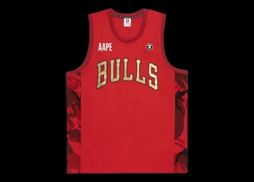 BAPE x NBA Style Ape Face Chicago Bulls Basketball Tank Top Bright Red