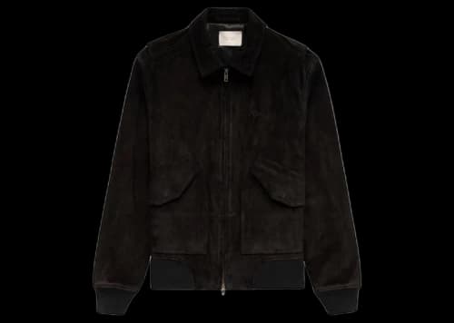 Aime Leon Dore Chain Stitch Suede Bomber Jacket Black