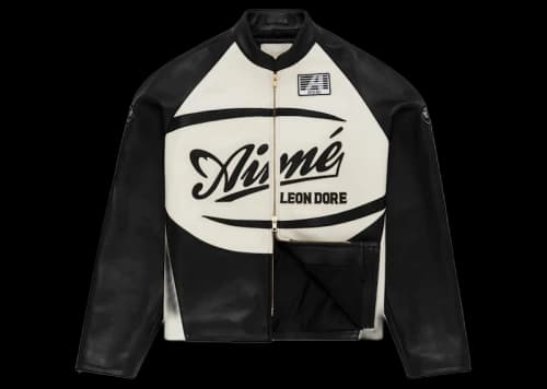 Aime Leon Dore Leather Café Racer Jacket Black/White