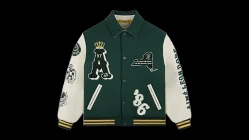 Aime Leon Dore Triboro Chess Club Varsity Jacket Green/Cream