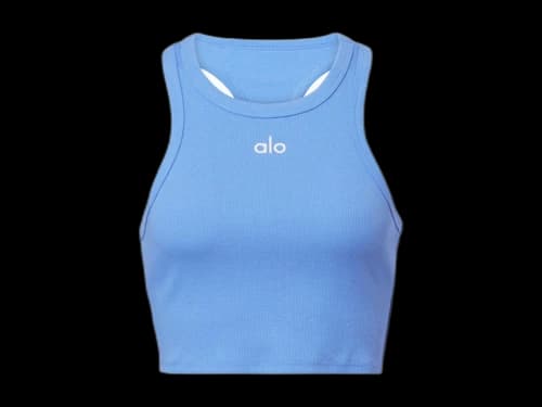 Alo Yoga Women's Aspire Cotton-Blend Jersey Crop Top Crystal Clear Blue/White