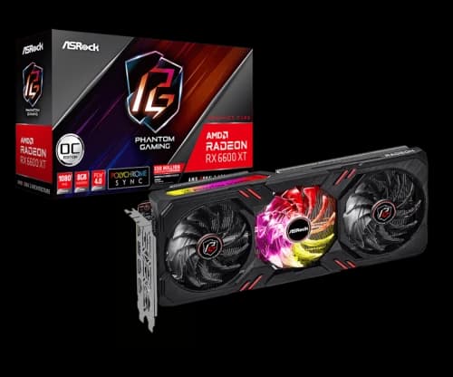 AMD ASROCK Radeon RX 6600 XT Phantom Gaming D 8GB OC Graphics Card (RX6600XT PGD 8GO)