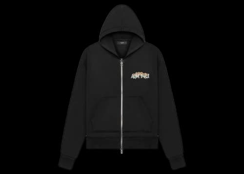 AMIRI Cherub Zip Up Hoodie Black