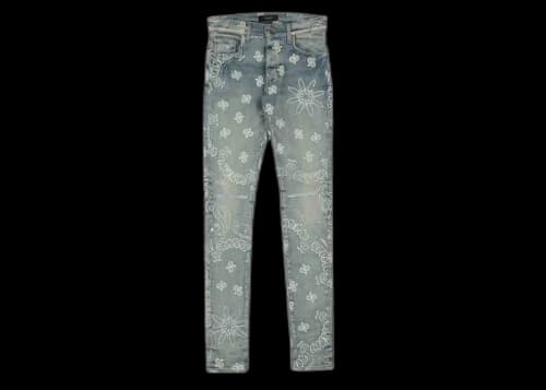 AMIRI Flocked Paisley Bandana Jean Clay Indigo