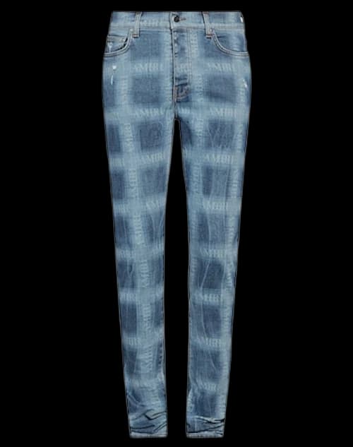 AMIRI Plaid Skinny Jeans Indigo Blue