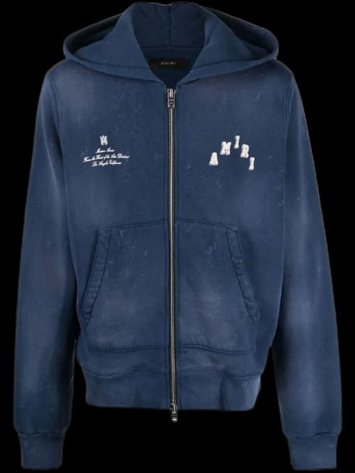 AMIRI Vintage Collegiate Zip Hoodie Blue