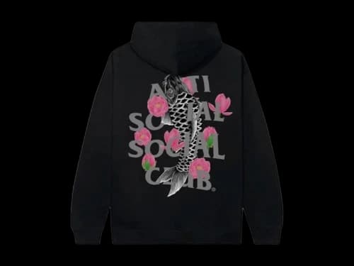Anti Social Social Club 3M Reflective Japanese Koy Pullover Hoodie Black
