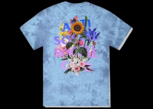 Anti Social Social Club Bouquet For The Old Days T-shirt Blue Tie Dye