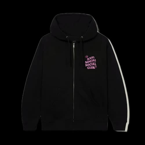 Anti Social Social Club Coral Crush Zip Up Hoodie Black