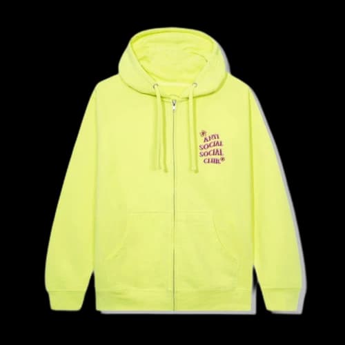 Anti Social Social Club Coral Crush Zip Up Hoodie Yellow