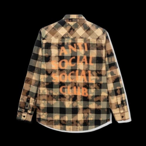 Anti Social Social Club Dialtone Flannel Olive Tie Dye