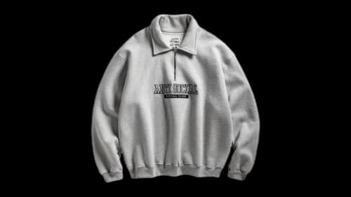 Anti Social Social Club Felt The Same Applique Quarter-Zip Gray