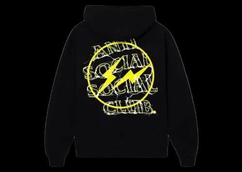 Anti Social Social Club Fragment Bolt Hoodie Black/Yellow