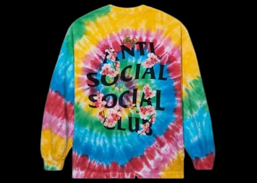 Anti Social Social Club Kkoch Wifi Long Sleeve Tee Tie Dye Rainbow