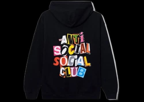 Anti Social Social Club Torn Pages Of Our Story Zip Up Hoodie Black