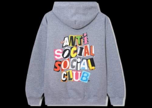 Anti Social Social Club Torn Pages Of Our Story Zip Up Hoodie Heather Grey