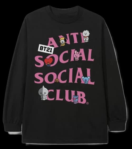 Anti Social Social Club x BT21 Back Track Long Sleeve Tee (FW19) Black