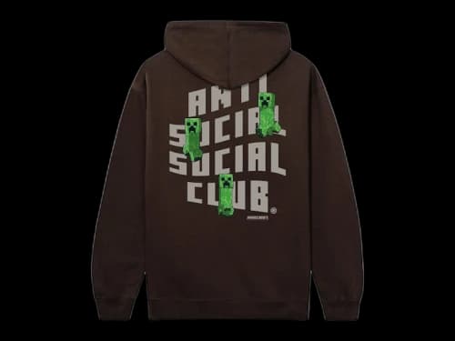 Anti Social Social Club x Minecraft Creeper Logo Hoodie Brown