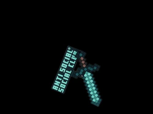 Anti Social Social Club x Minecraft Diamond Sword Rubber Keychain Blue
