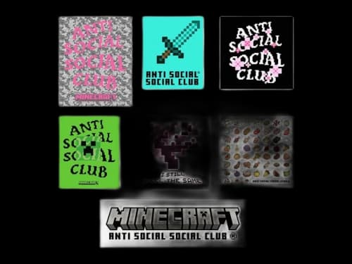Anti Social Social Club x Minecraft Sticker Multicolor