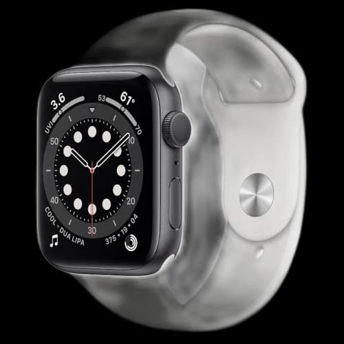 Apple Watch Series 6 GPS 44mm Space Gray Aluminum with White Sport Band A2292