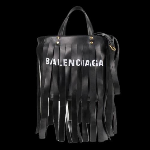 Balenciaga Cabas Laundry Fringe XS Black