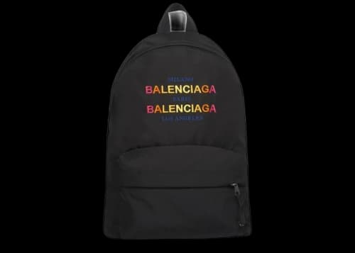 Balenciaga Explorer Backpack Milano Paris Los Angeles Large Gris Crayon/Rouge
