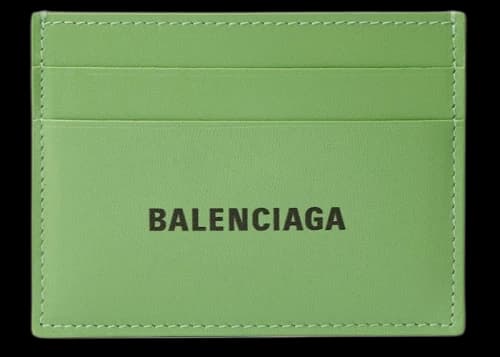 Balenciaga Logo-Print Cardholder (4 Card Slot) Full Grain Leather Green