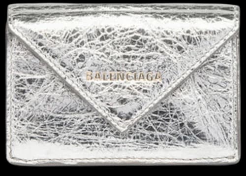 Balenciaga Papier Wallet Metallic Effect Mini Gris Argent