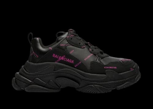 Balenciaga Triple S All Over Logo Black Magenta