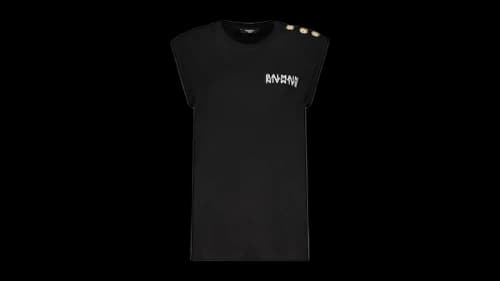 Balmain Women's Cotton Sleeveless Logo Tank Black