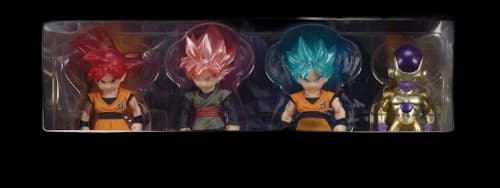 Bandai America Dragon Ball Dragon Ball Adverge SS Blue Goku, SS Rose Goku Black and Golden Freiza Mini Figure 4-Pack