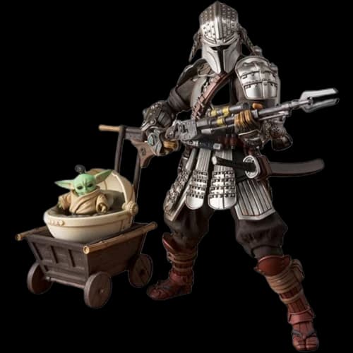 Bandai Meisho Movie Realization The Mandalorian Ronin Mandalorian And Grogu Beskar Armor Figure Silver