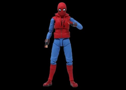 Bandai S.H.Figuarts Spider-Man Homecoming Spider-Man Home Made Suit Version And Tamashii Option Act Wall Action Figure Red & Blue