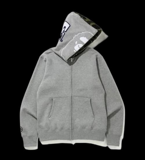 BAPE 1st Camo 2nd Ape Full Zip Hoodie Grey