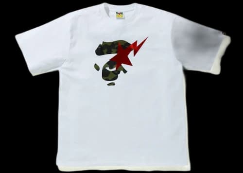 BAPE 1st Camo Ape Face Sta Relaxed Fit Tee White/Green