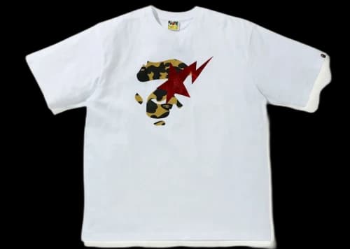 BAPE 1st Camo Ape Face Sta Relaxed Fit Tee White/Yellow