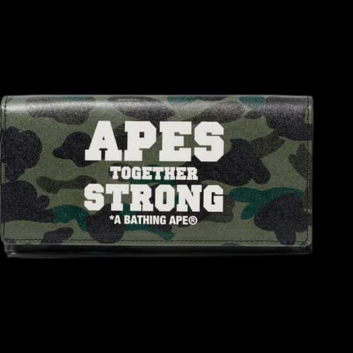 BAPE 1st Camo Ats Leather Long Wallet Wallet Green