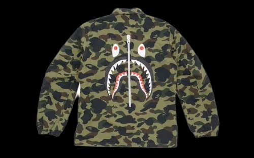 BAPE 1st Camo Back Shark Coach Jacket Green