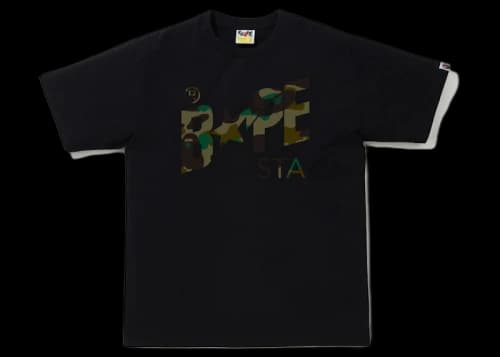 BAPE 1st Camo Bapesta Logo Tee Black/Green