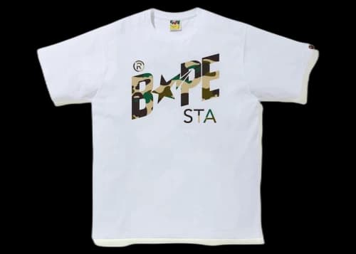BAPE 1st Camo Bapesta Logo Tee White/Yellow