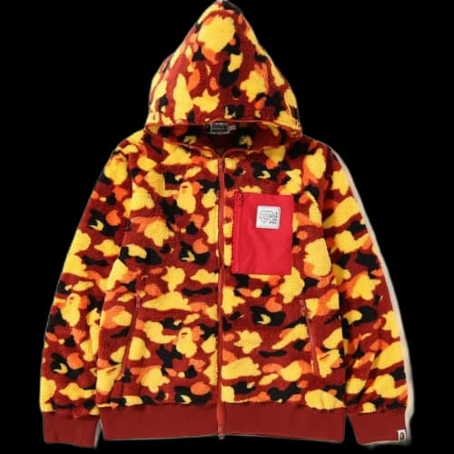 BAPE 1st Camo Boa Wide Full Zip Hoodie Orange