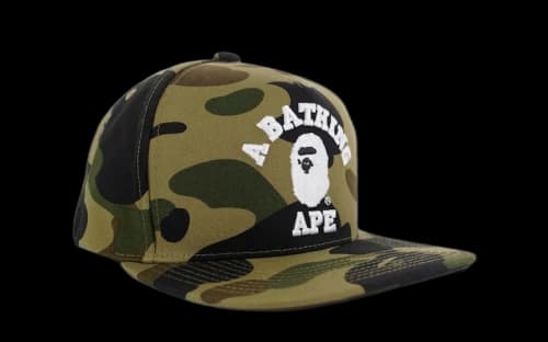BAPE 1st Camo College Logo Snapback Green