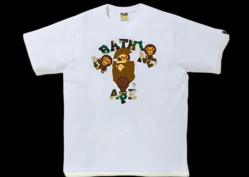 BAPE 1st Camo College Milo Tee (SS21) White/Yellow