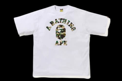 BAPE 1st Camo College Relaxe Fit Tee White/Yellow