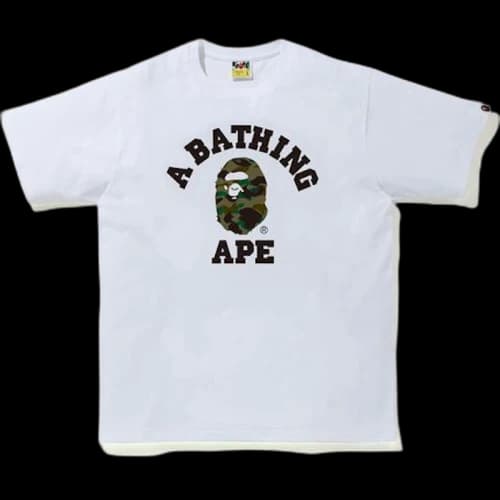 BAPE 1st Camo College T-Shirt White/Green